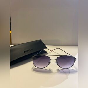 Calvin Klein Aviator Sunglasses Metal Frame Gradient Lens NEW w/ Case